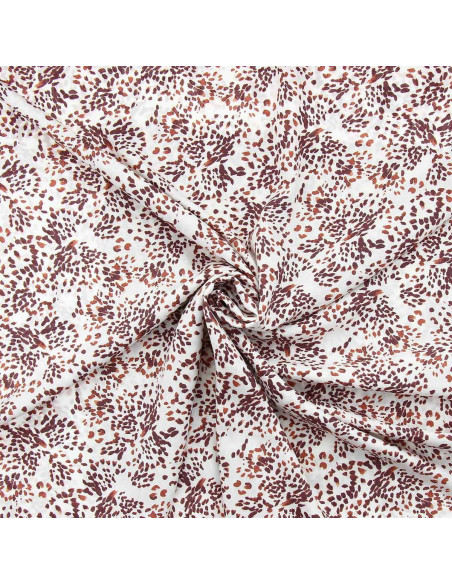 Tissu viscose fantaisie - Pistrello blanc cassé et prune