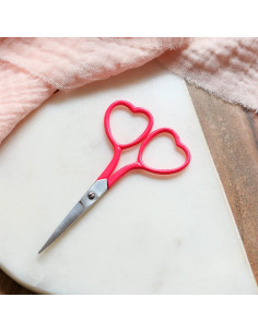 Ciseaux à broder coeur 9 cm - Lise Tailor - Rose fluo