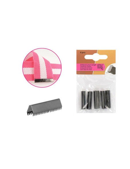 Lot de 6 embouts pour sangle - Gris foncé