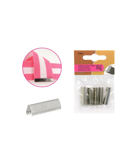 Lot de 6 embouts pour sangle - Argent