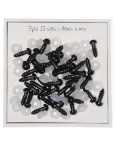 Yeux de sécurité noirs 6 mm - 20 paires