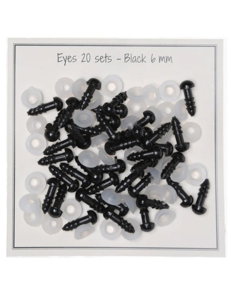 Yeux de sécurité noirs 6 mm - 20 paires