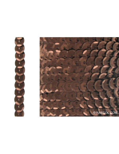 Paillettes 6 mm au mètre - Marron