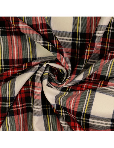 Tissus tartan écossais - Rouge et écru