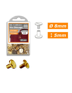 25 sets de vis chicago 8 mm x 5 mm - Or 2