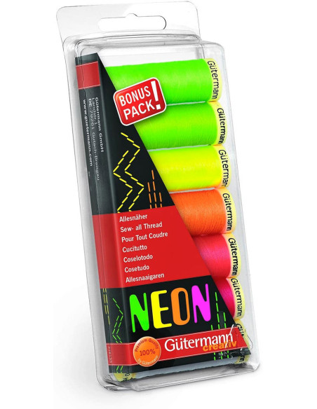 Set de 7 fils à coudre polyester Gütermann - Néon