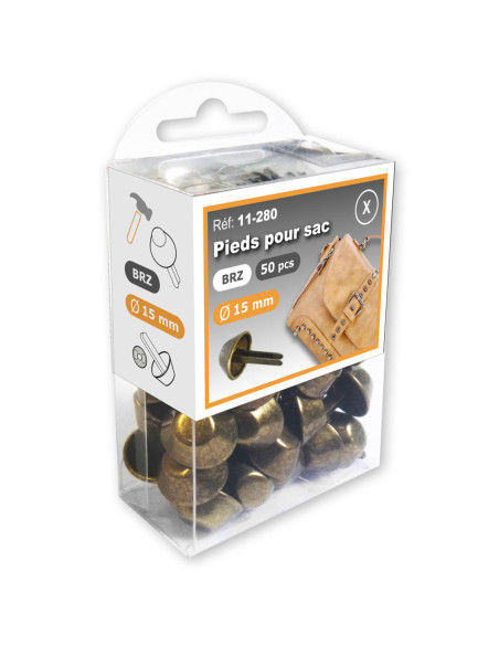 Lot 50 patins pour sacs 15 mm - Bronze