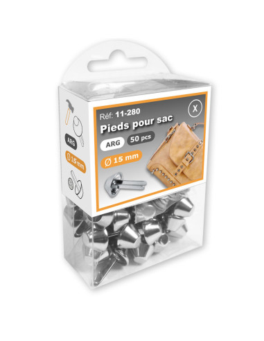 Lot 50 patins pour sacs 15 mm - Argent