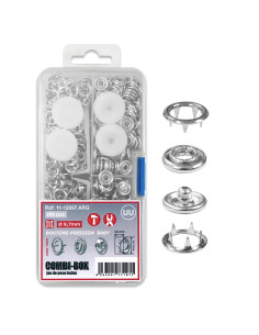 Combi-Box 200 boutons pression jersey baby - Argent 9,7 mm