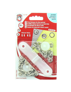Boite de 15 boutons pression jersey Argent avec outil 9,7 mm