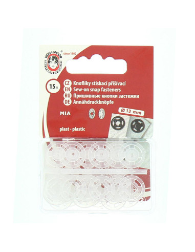 Boutons pression plastiques transparents 13 mm