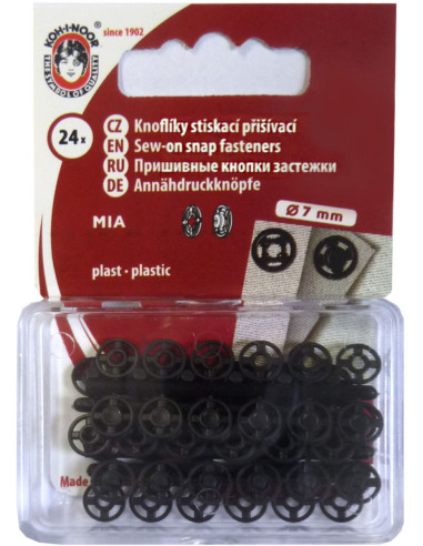 Boutons pression plastiques noirs 7 mm