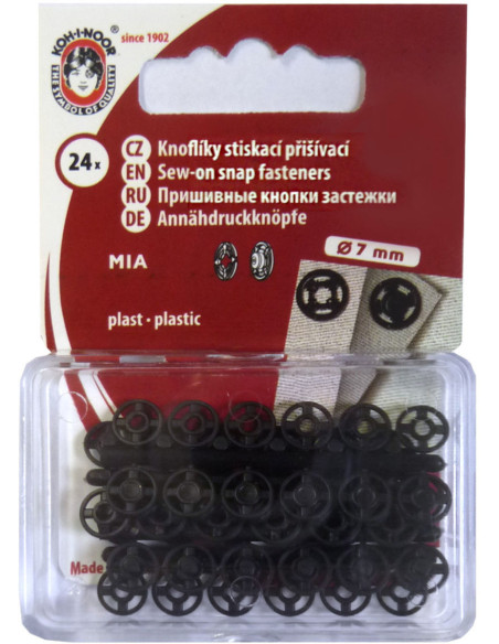 Boutons pression plastiques noirs 7 mm