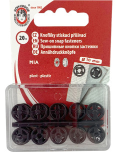 Boutons pression plastiques noirs 10 mm