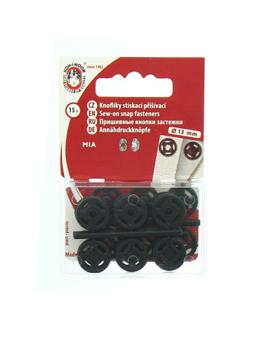 Boutons pression plastiques noirs 13 mm