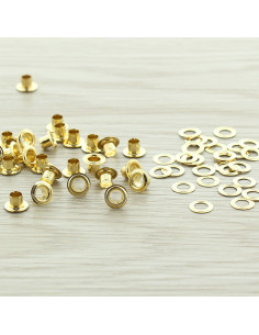 Sachet de 100 oeillets avec rondelles 4 mm - Or
