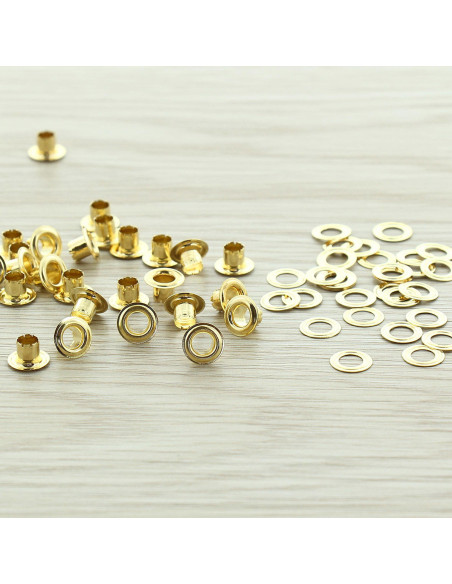 Sachet de 100 oeillets avec rondelles 4 mm - Or