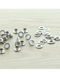Sachet de 100 oeillets avec rondelles 5 mm - Argent