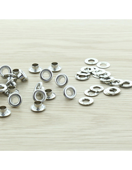 Sachet de 100 oeillets avec rondelles 5 mm - Argent