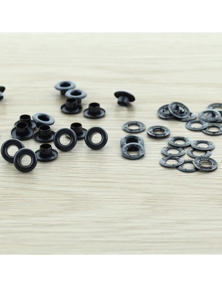 Sachet de 100 oeillets 5 mm avec rondelles - Noir