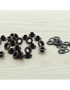Sachet de 100 oeillets 5 mm avec rondelles - Cuivre