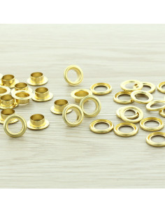 Sachet de 100 oeillets avec rondelles 8 mm - Or