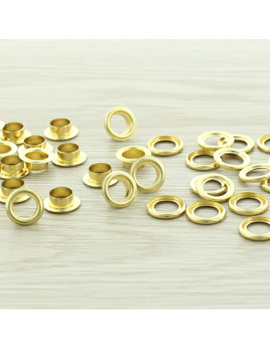 Sachet de 100 oeillets avec rondelles 8 mm - Or