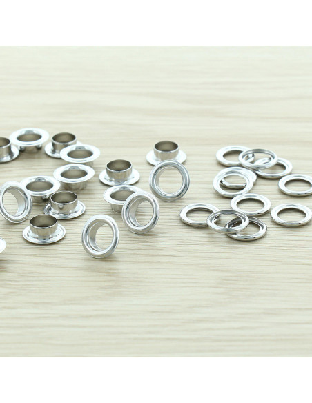 Sachet de 100 oeillets avec rondelles 8 mm - Argent