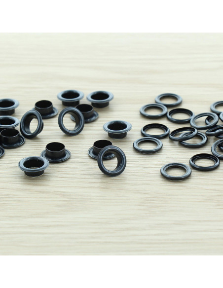 Sachet de 100 oeillets avec rondelles 8 mm - Noir
