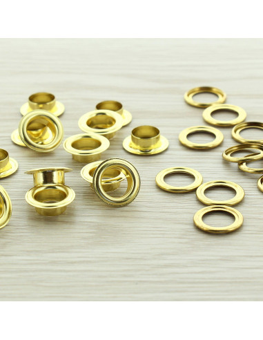 Sachet de 100 oeillets avec rondelles 11 mm - Or