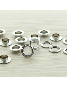 Sachet de 100 oeillets avec rondelles 11 mm - Argent