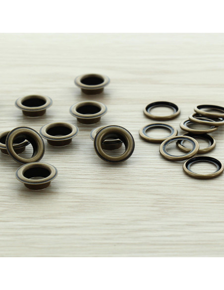 Sachet de 100 oeillets avec rondelles 11 mm - Laiton antique