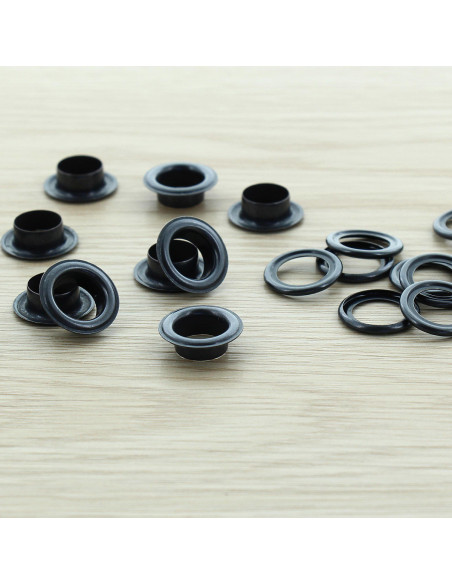 Sachet de 100 oeillets avec rondelles 11 mm - Noir