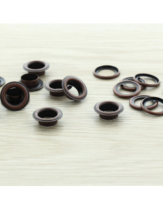Sachet de 100 oeillets avec rondelles 11 mm - Cuivre