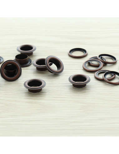 Sachet de 100 oeillets avec rondelles 11 mm - Cuivre