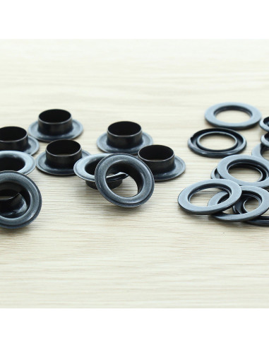 Sachet de 100 oeillets avec rondelles 14 mm - Noir