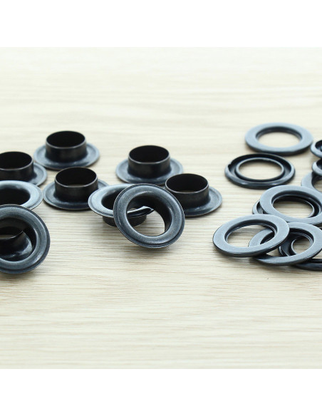 Sachet de 100 oeillets avec rondelles 14 mm - Noir