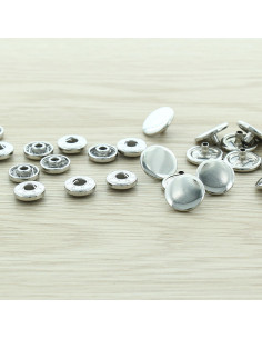 Sachet de 100 boutons-pression anorak - 15 mm argent