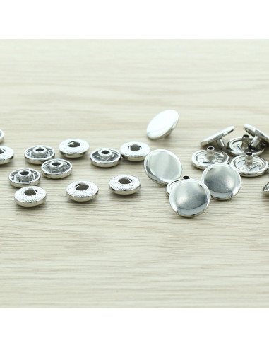 Sachet de 100 boutons-pression anorak - 15 mm argent