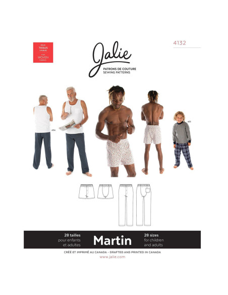 Patron de pantalon et caleçon boxeur Martin - Jalie 4132