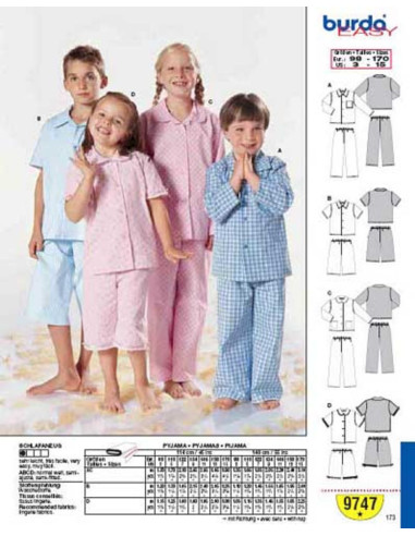 Patron de pyjamas - Burda 9747