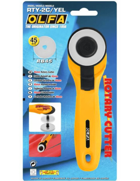 Cutter circulaire ergonomique Jaune Olfa 45mm