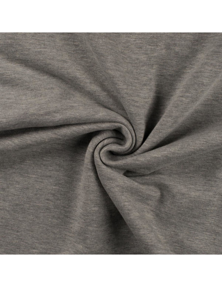 Tissu sweat molleton - Gris chiné clair