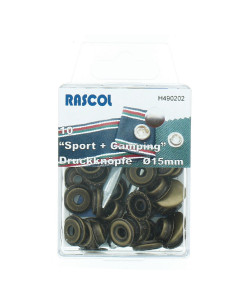 Boite de 10 boutons-pression sport camping Rascol - 15 mm bronze