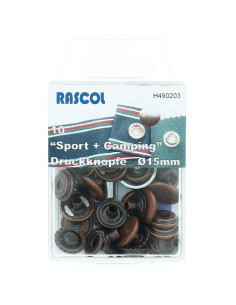 Boite de 10 boutons-pression sport camping Rascol - 15 mm cuivre