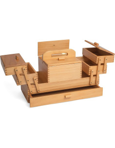 Travailleuse en bois couture avec tiroir Caramel 2