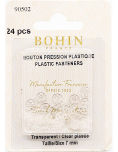 Boutons pression ronds à coudre en plastique transparent 7 mm Bohin