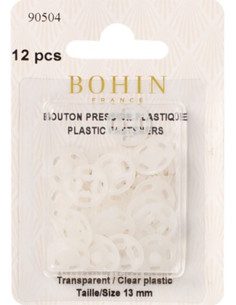 Boutons pression ronds à coudre en plastique transparent 13 mm Bohin