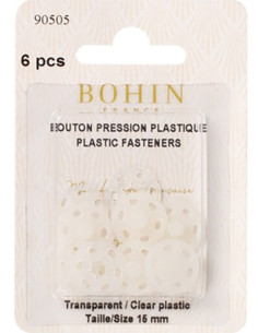 Boutons pression ronds à coudre en plastique transparent 15 mm Bohin
