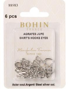 Agrafes de fermeture pour jupes argent Bohin